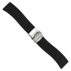 Black Striped Deployment Watch Band in Silicone Rubber, Brushed - Sophia Jewelers