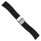 Black Silicone Watch Band with Silver-Tone Buckle 24mm