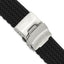 20mm Black Tread Design Silicone Rubber with Brushed Stainless Steel Deployment Buckle 7.25 inch Watch Band