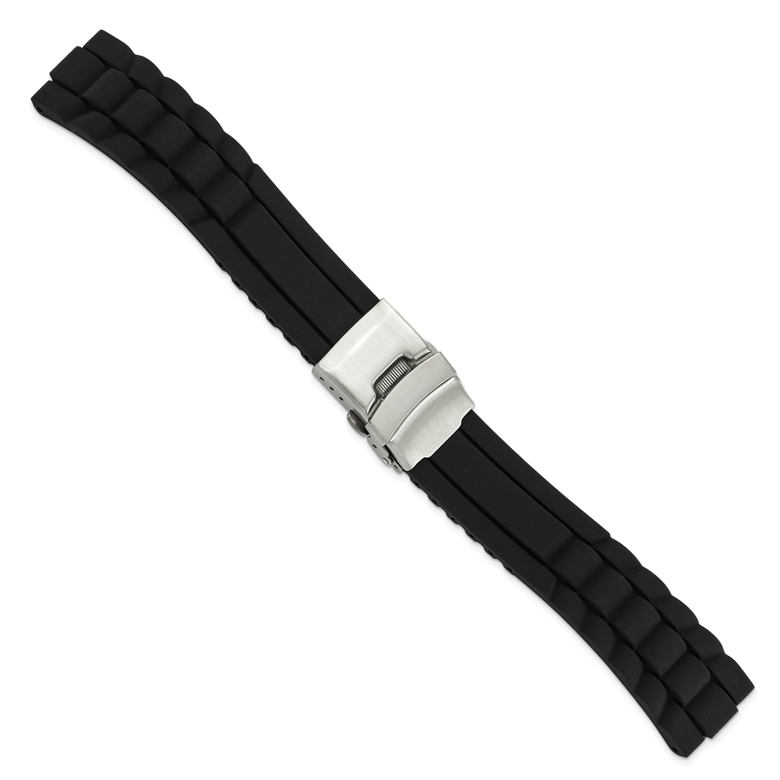Oyster-Style Watch Band in Black Silicone, 22mm Secondary image