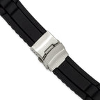 Oyster-Style Watch Band in Black Silicone, 22mm