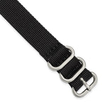 18mm One-Piece Black Military Ballistic G10 Nylon with Brushed Stainless Steel Buckle 10.75 inch Watch Band
