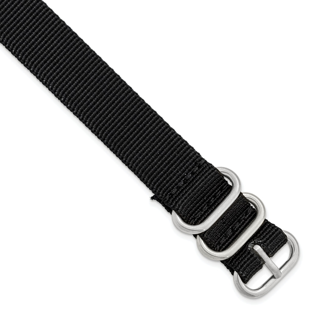 Military Ballistic Nylon Watch Band in Black, 22mm