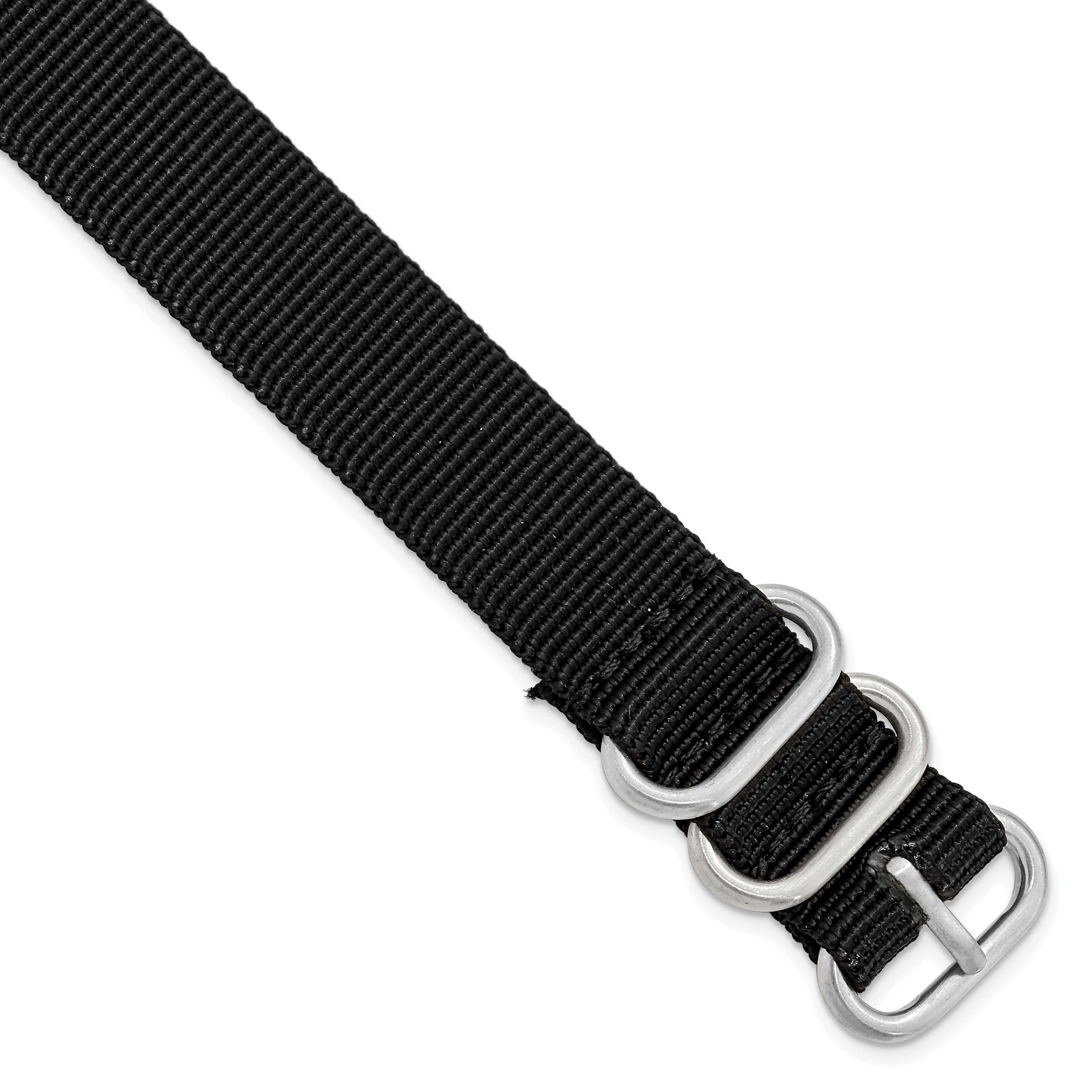 Military Ballistic Nylon Watch Band in Black, 22mm