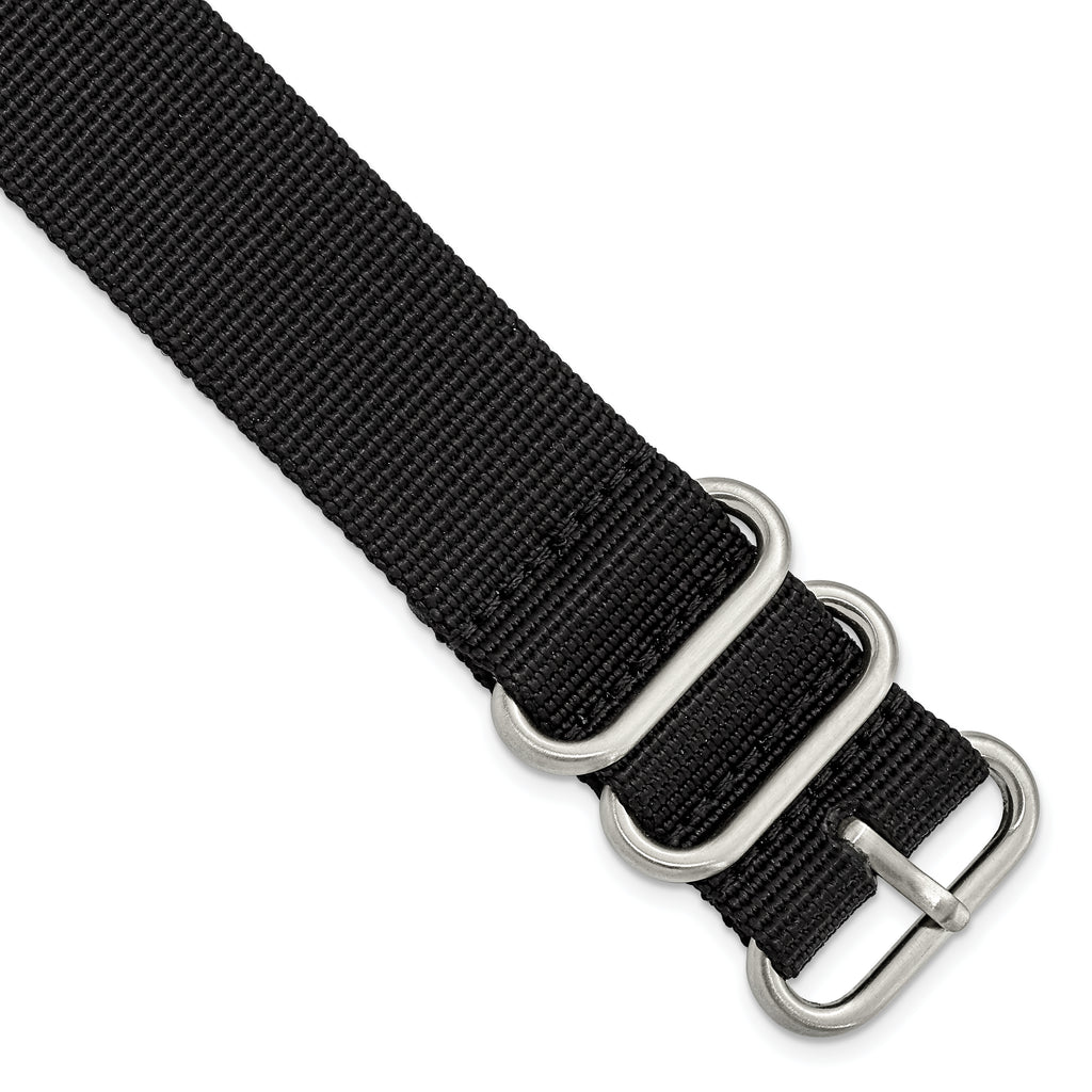 Military Ballistic Nylon Watch Band in Black, 22mm