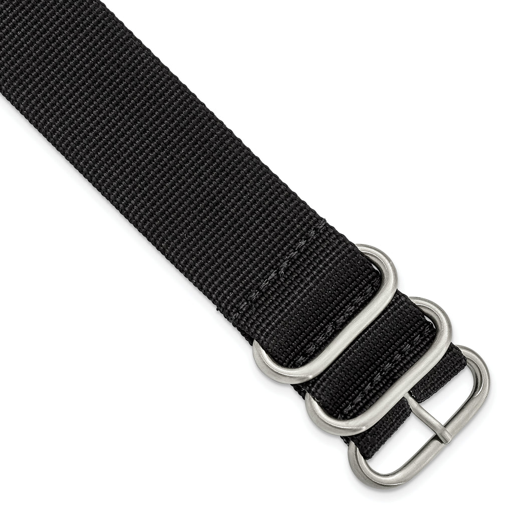Military Ballistic Nylon Watch Band in Black, 22mm