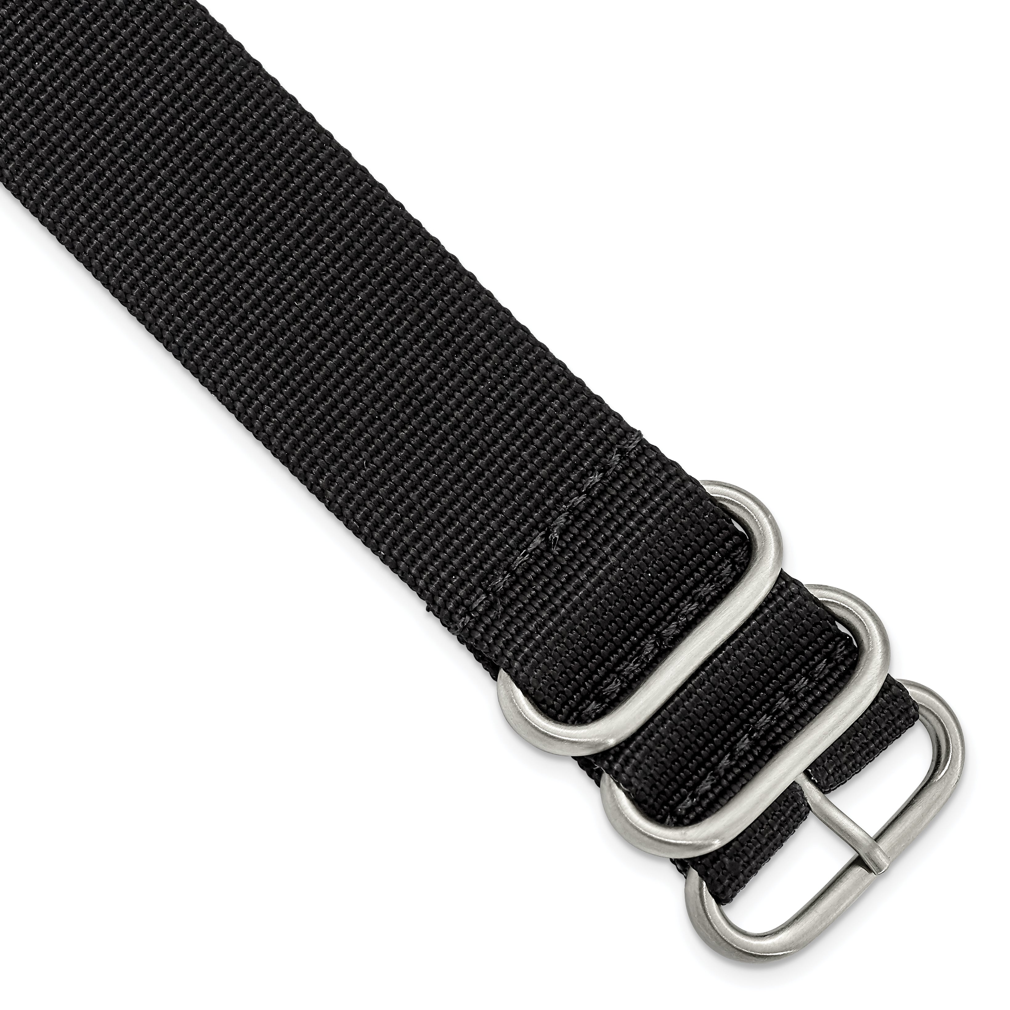 Military Ballistic Nylon Watch Band in Black, 22mm