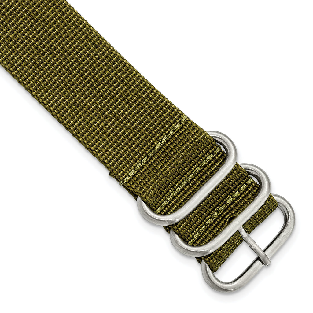 Military Ballistic Nylon Watch Band in Olive Green, 18mm