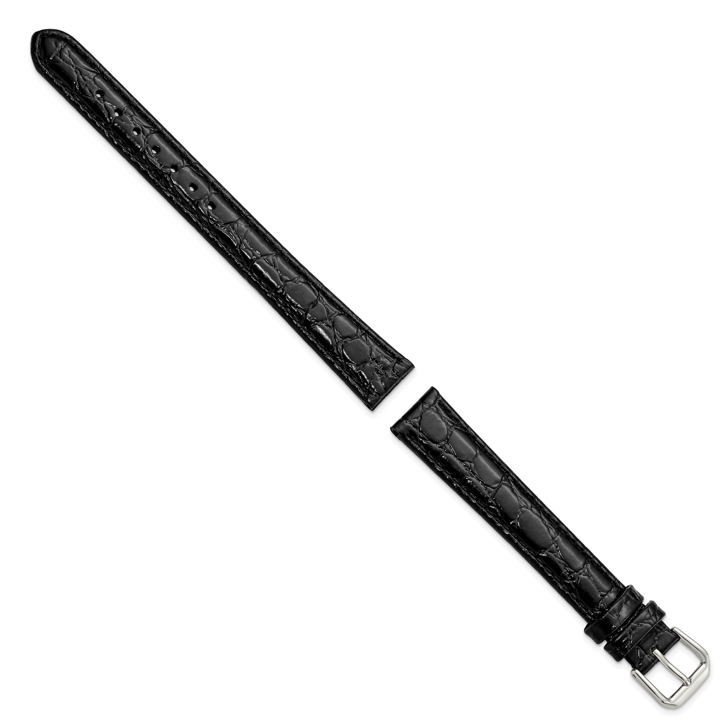 Extra-Long Alligator Grain Leather Watch Band in Black, 19mm Secondary image