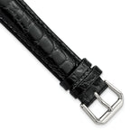 Extra-Long Alligator Grain Leather Watch Band in Black, 19mm