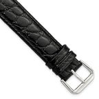Extra-Long Alligator Grain Leather Watch Band in Black, 19mm