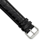Extra-Long Alligator Grain Leather Watch Band in Black, 19mm