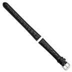 Black Alligator-Grain Leather Watch Band in Silver-Tone, 18mm - Sophia Jewelers