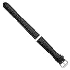 Black Alligator-Grain Leather Watch Band in Silver-Tone, 18mm - Sophia Jewelers