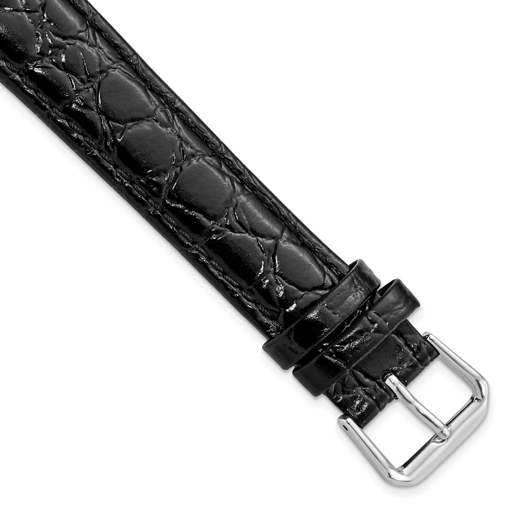 Alligator-Grain Leather Watch Band in Black, 18mm