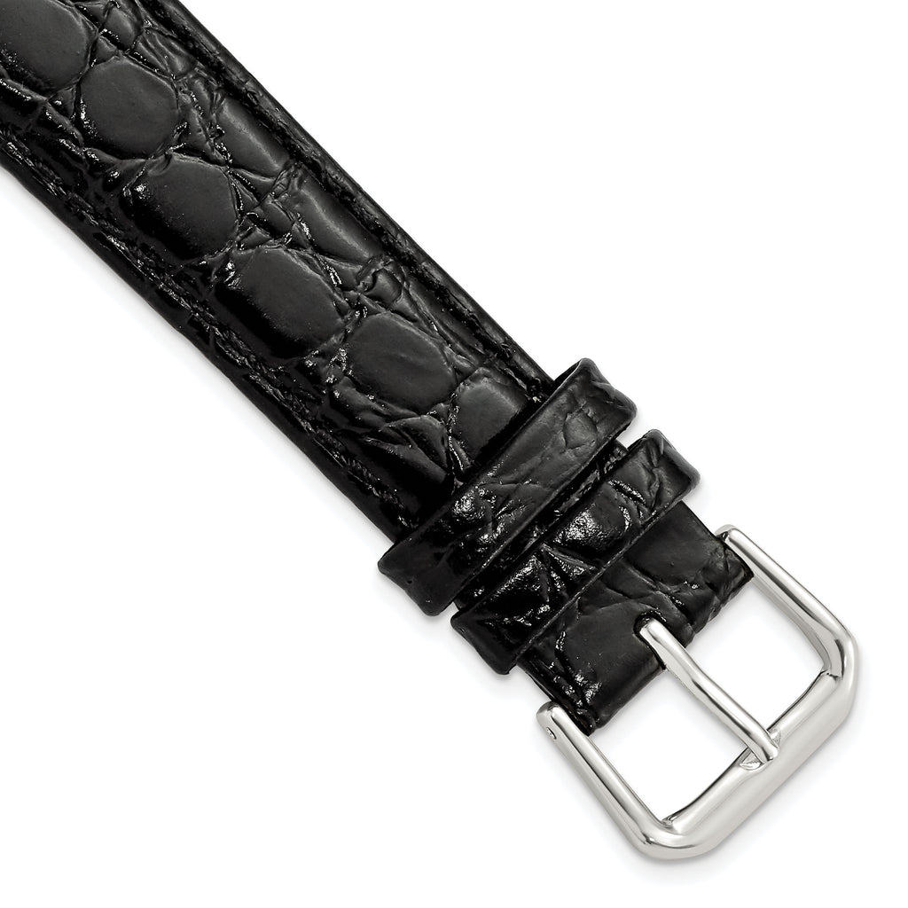 Alligator-Grain Leather Watch Band in Black, 18mm