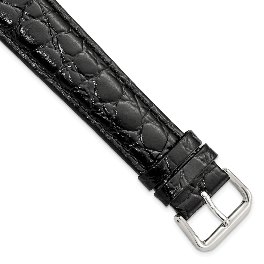 Alligator-Grain Leather Watch Band in Black, 18mm