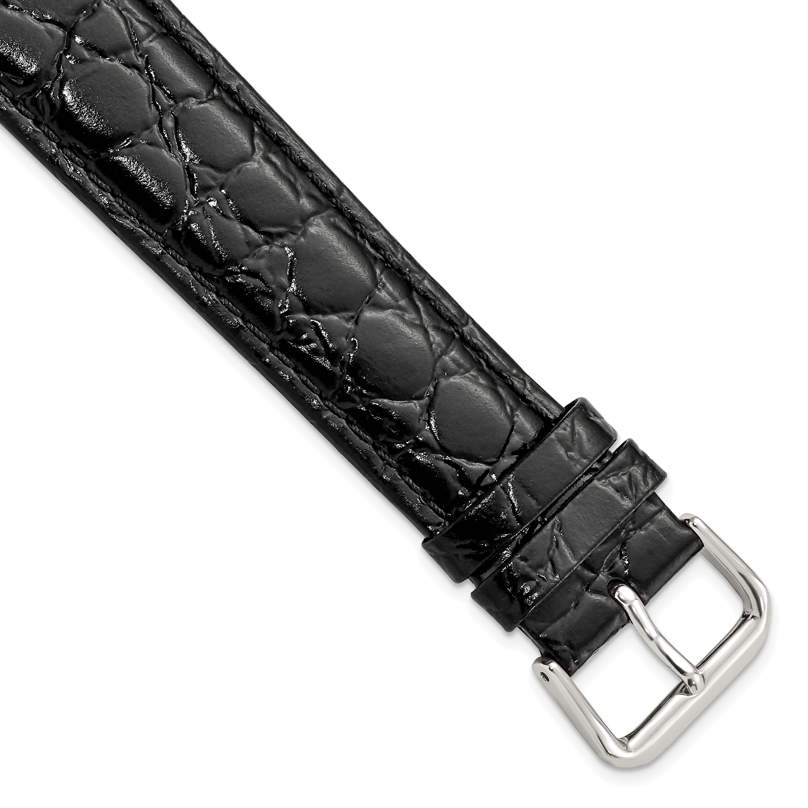 Alligator-Grain Leather Watch Band in Black, 18mm
