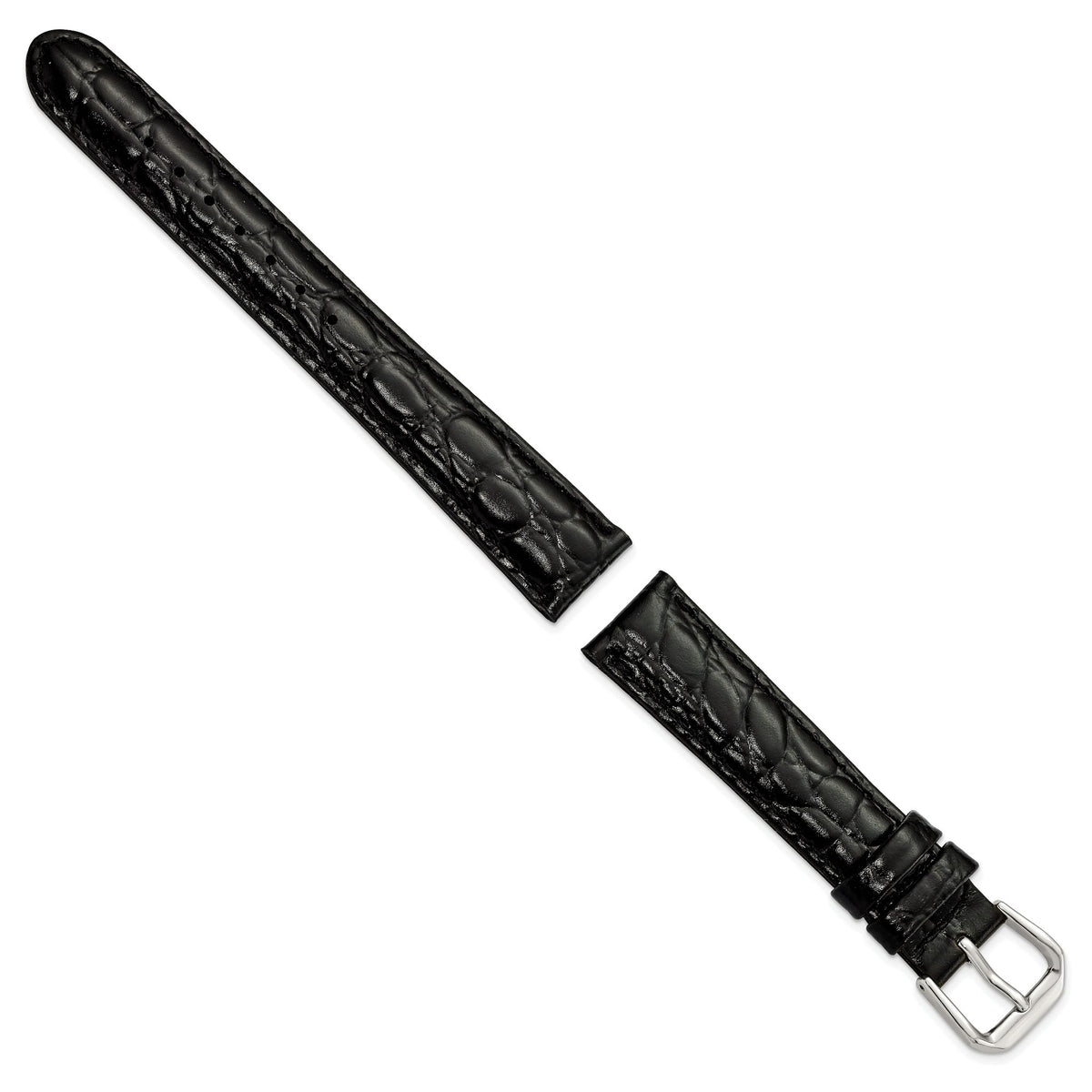 Alligator Grain Leather Watch Band in Black, 18mm - Sophia Jewelers