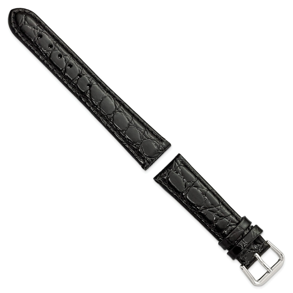 Alligator Grain Leather Watch Band in Black, 18mm - Sophia Jewelers