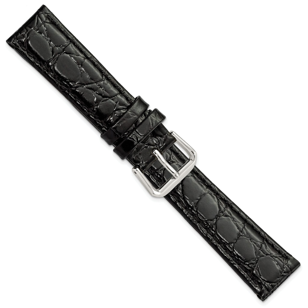 Alligator Grain Leather Watch Band in Black, 18mm - Sophia Jewelers