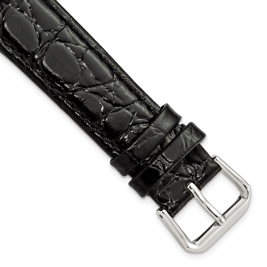 Alligator Grain Leather Watch Band in Black, 18mm - Sophia Jewelers