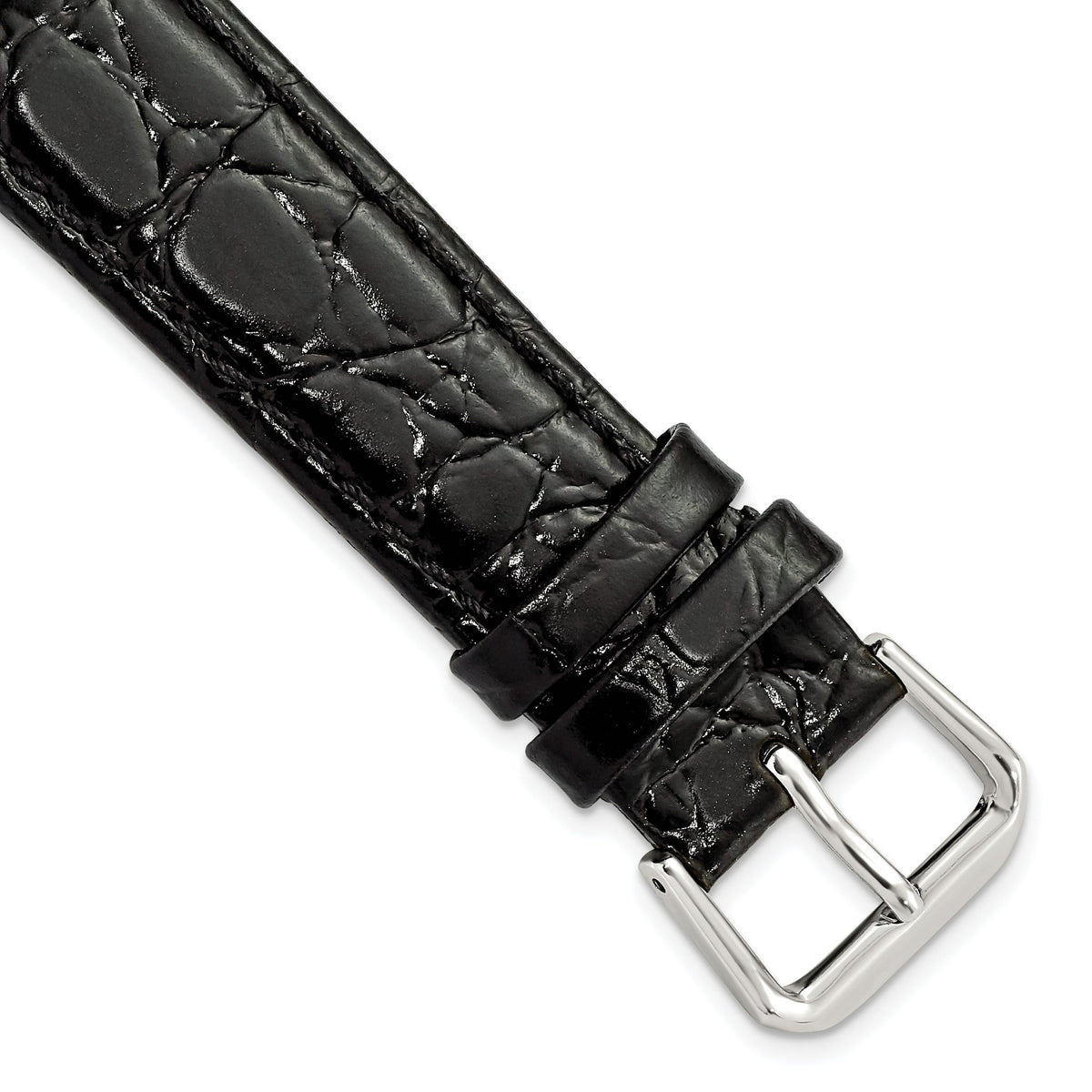 Alligator Grain Leather Watch Band in Black, 18mm - Sophia Jewelers