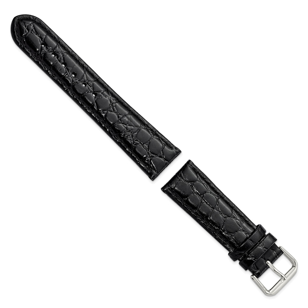 Alligator Grain Leather Watch Band in Black, 18mm - Sophia Jewelers