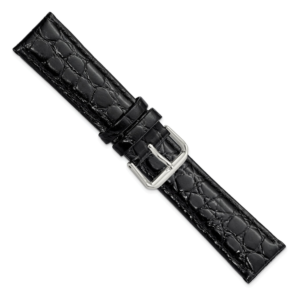 Alligator Grain Leather Watch Band in Black, 18mm - Sophia Jewelers