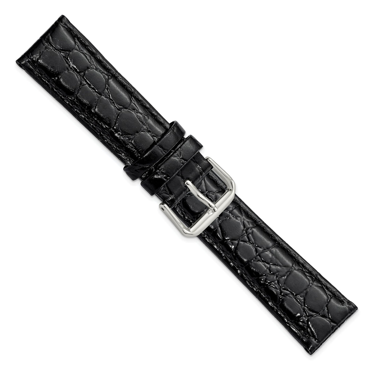 Alligator Grain Leather Watch Band in Black, 18mm - Sophia Jewelers