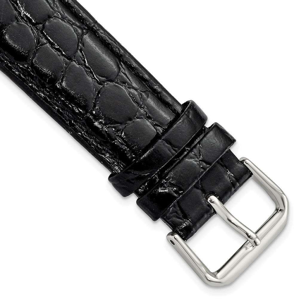 Alligator Grain Leather Watch Band in Black, 18mm