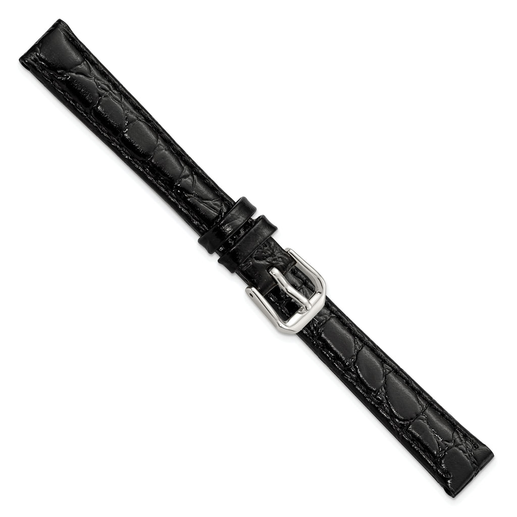 Alligator-Grain Black Watch Band in Leather - Sophia Jewelers