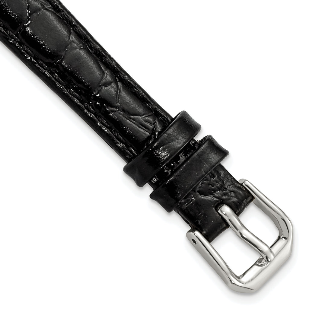 Alligator-Grain Leather Watch Band in Black, 15mm