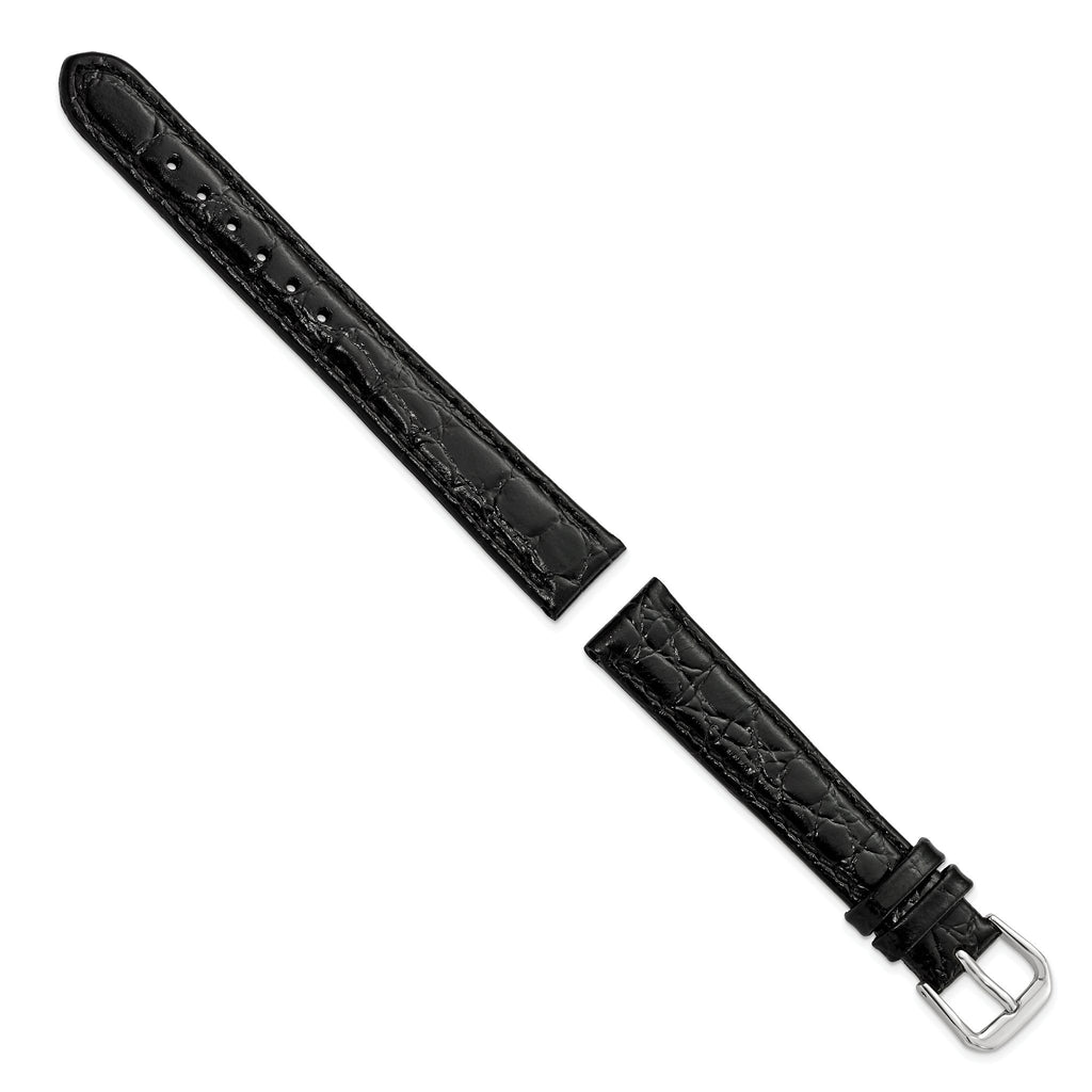 Alligator-Grain Black Watch Band in Leather - Sophia Jewelers