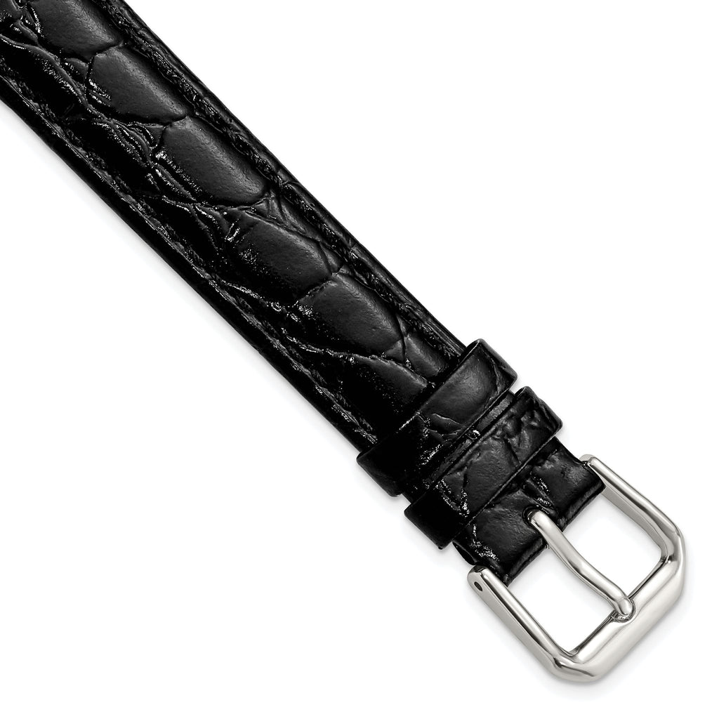 Alligator-Grain Black Watch Band in Leather - Sophia Jewelers