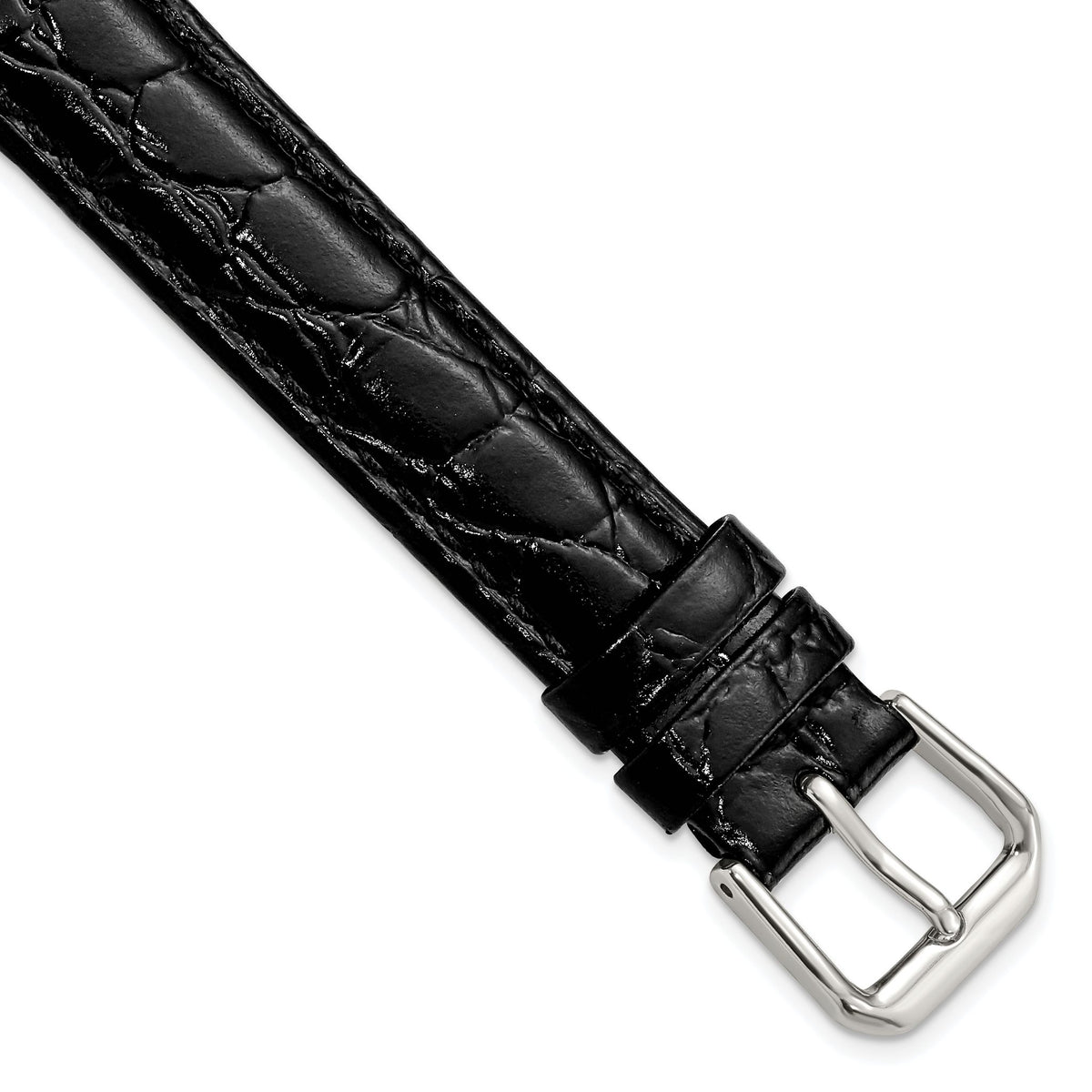 Alligator-Grain Black Watch Band in Leather - Sophia Jewelers