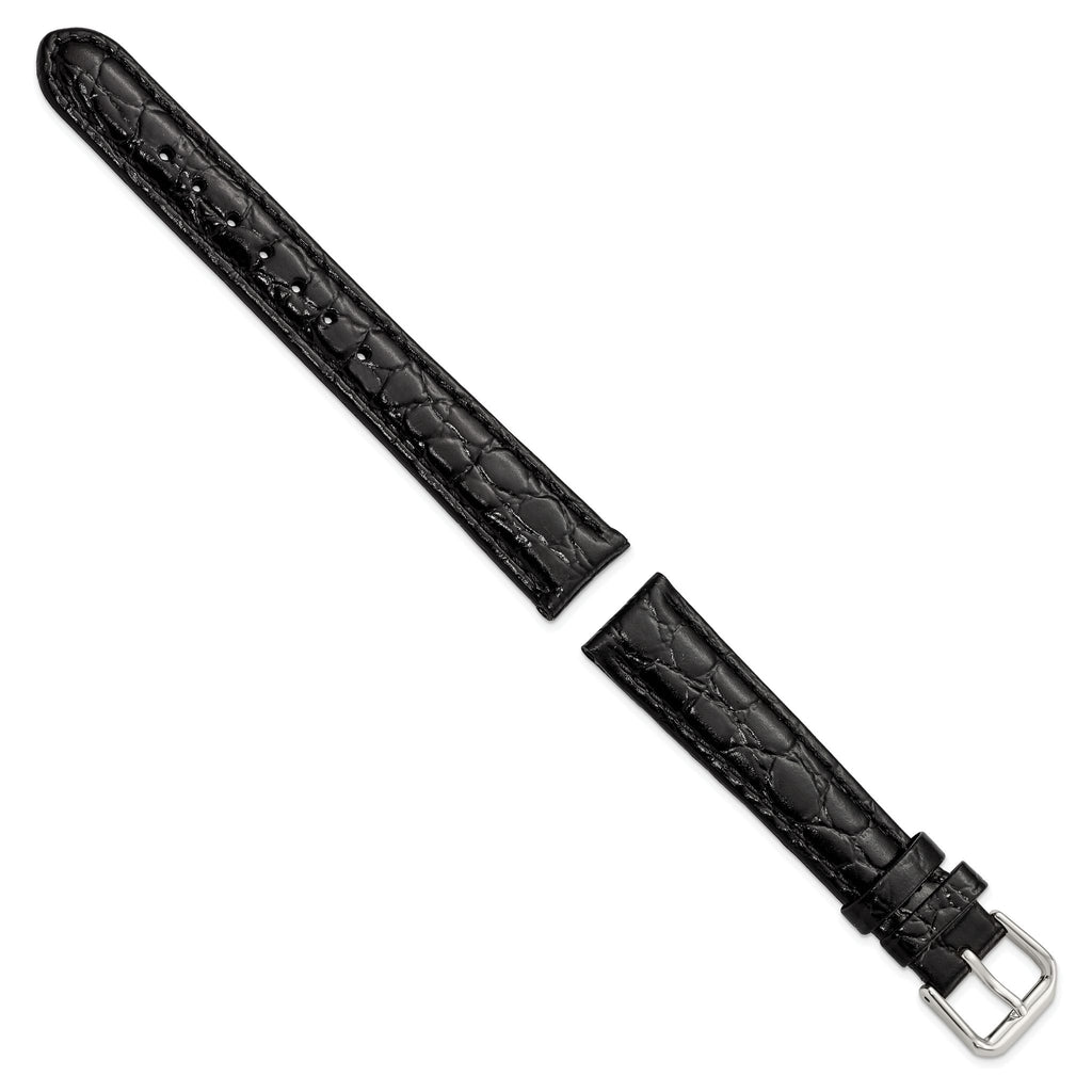 Alligator-Grain Black Watch Band in Leather - Sophia Jewelers