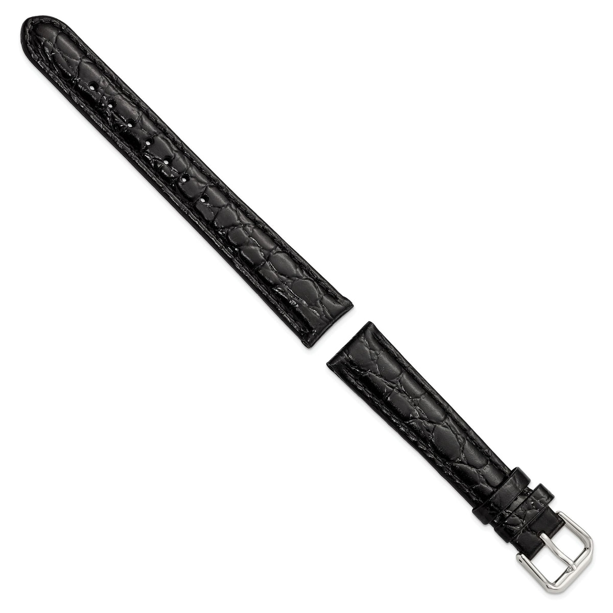 Alligator-Grain Black Watch Band in Leather - Sophia Jewelers