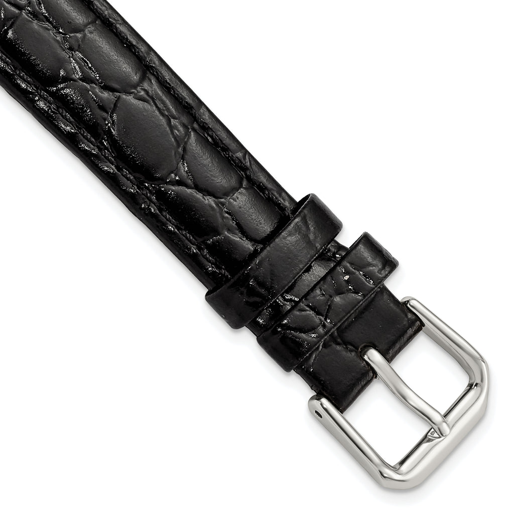 Alligator-Grain Leather Watch Band in Black, 15mm