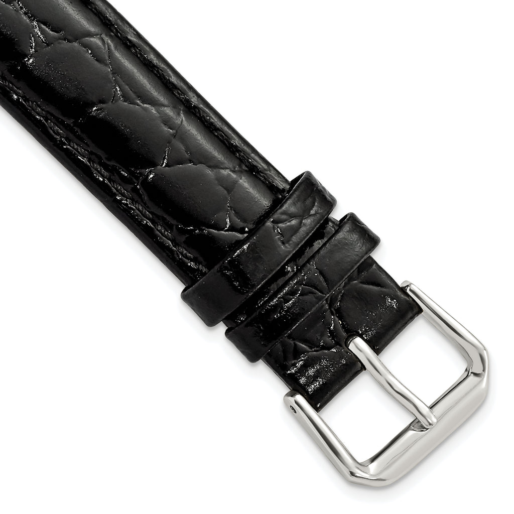 Alligator-Grain Leather Watch Band in Black, 15mm