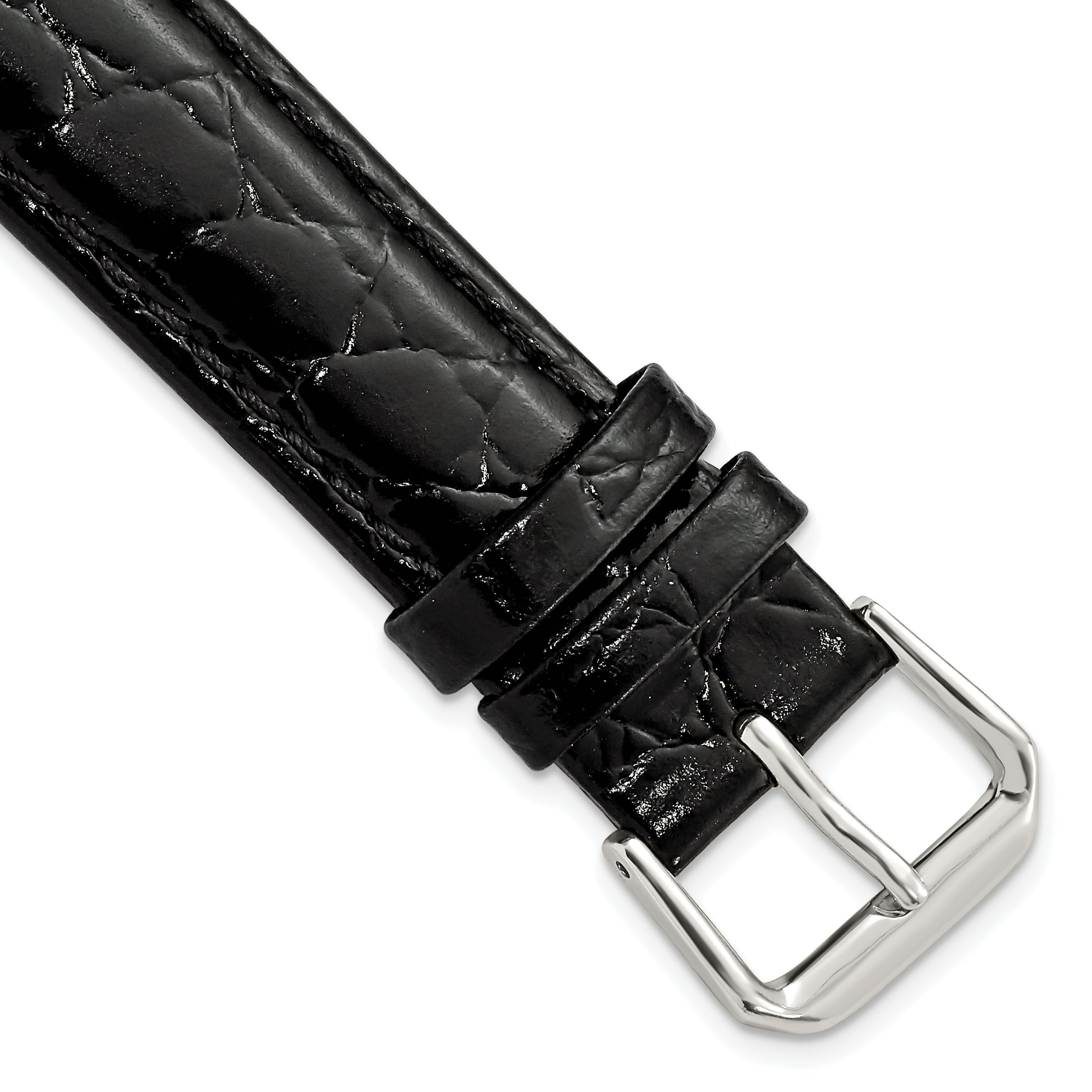 Alligator-Grain Leather Watch Band in Black, 15mm