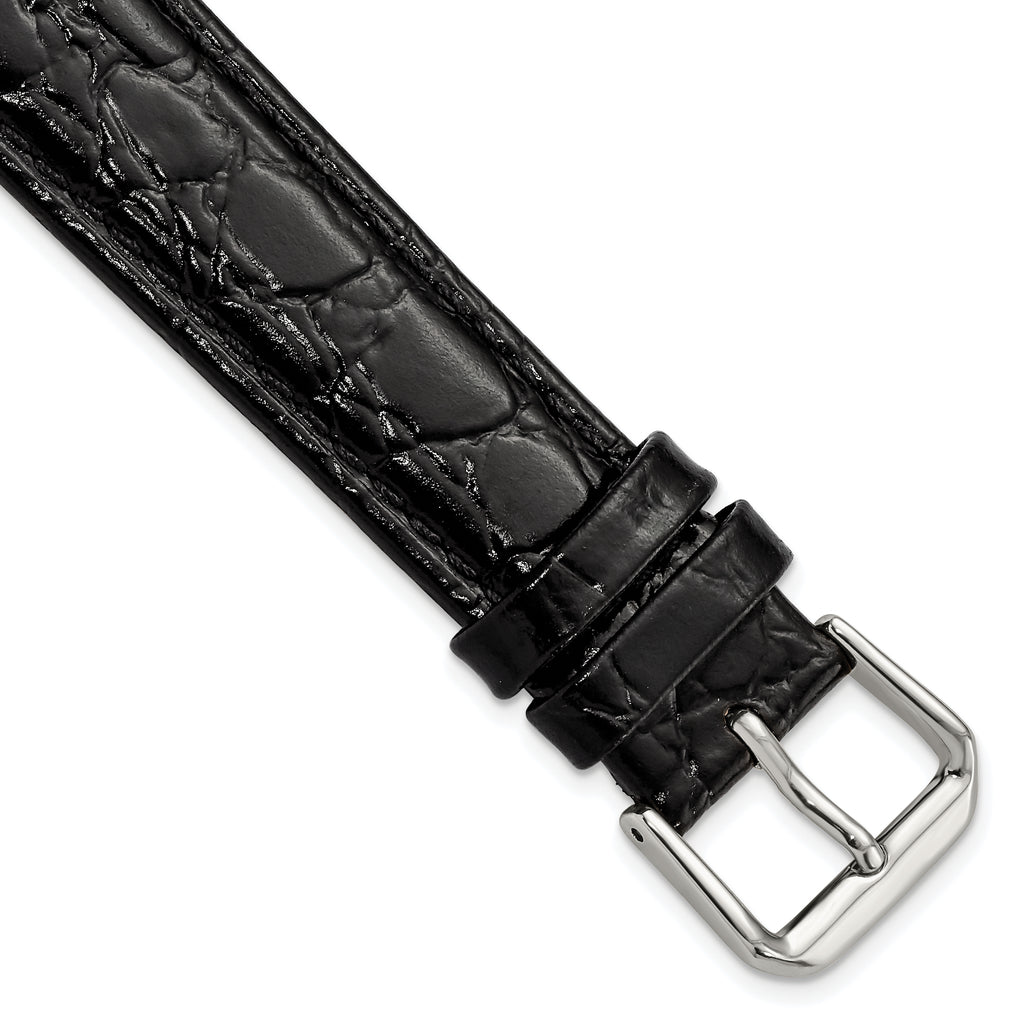 Alligator-Grain Leather Watch Band in Black, 15mm