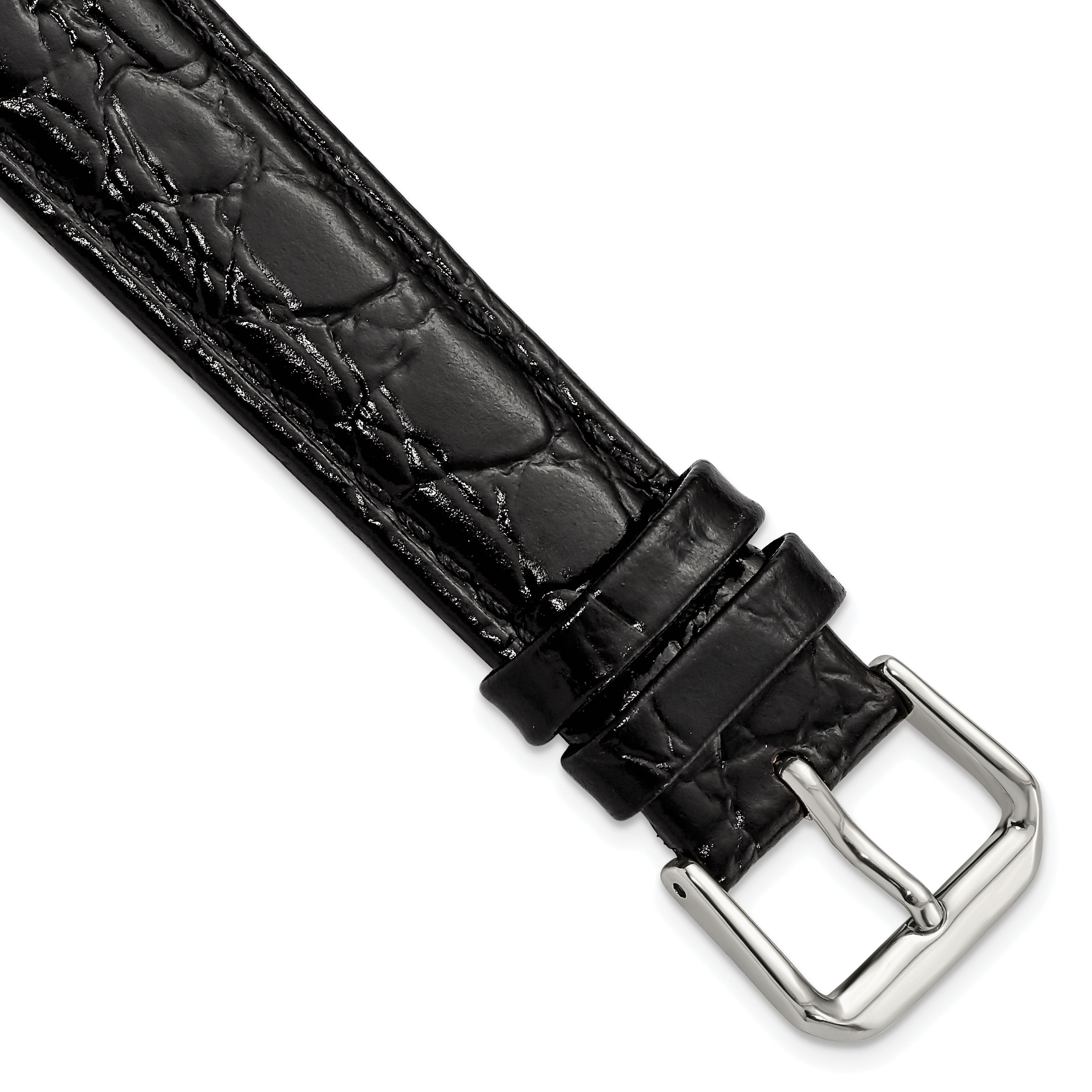 Alligator-Grain Leather Watch Band in Black, 15mm