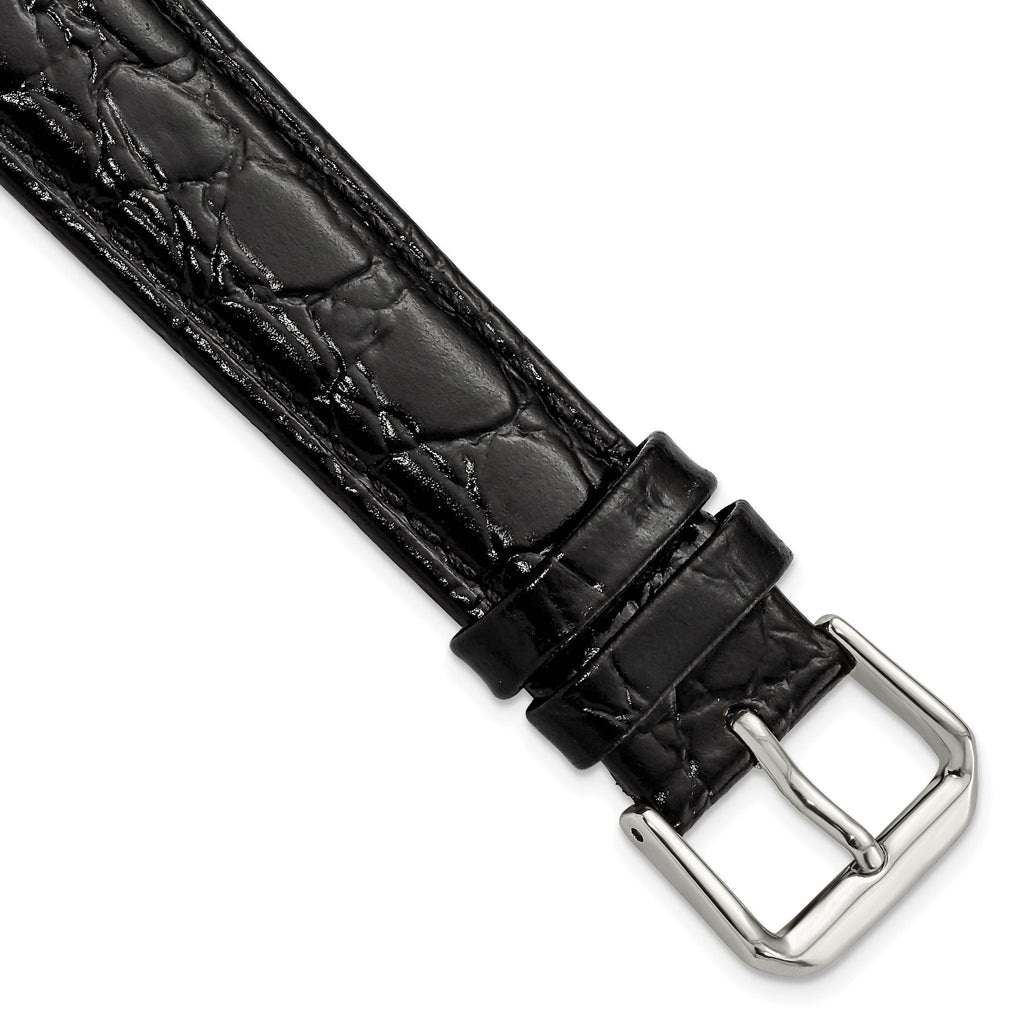Alligator-Grain Black Watch Band in Leather - Sophia Jewelers