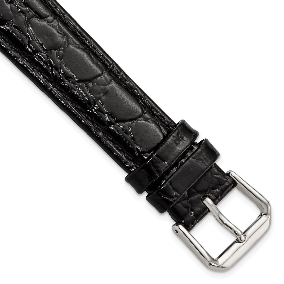 Alligator-Grain Black Watch Band in Leather - Sophia Jewelers