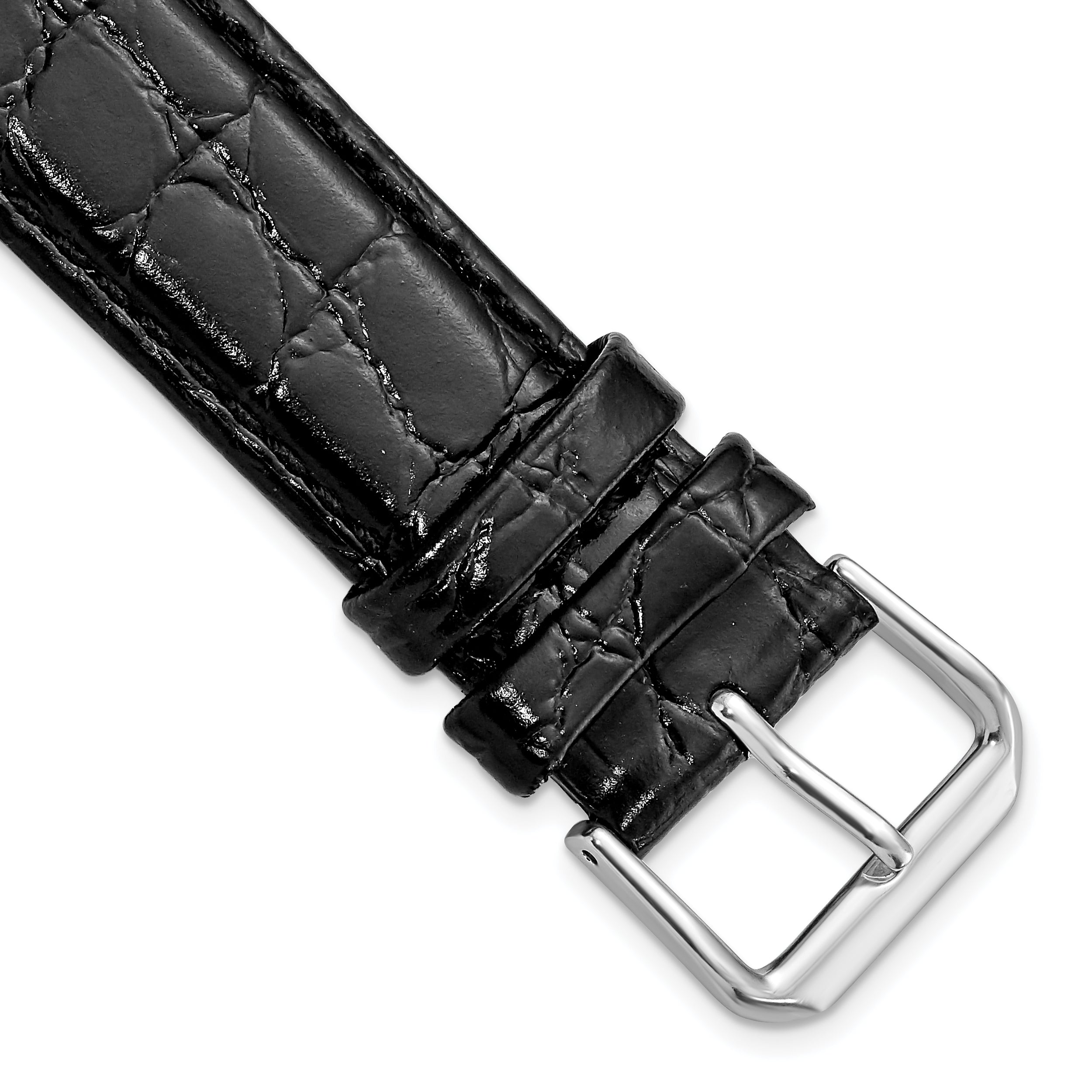 Alligator-Grain Leather Watch Band in Black, 15mm