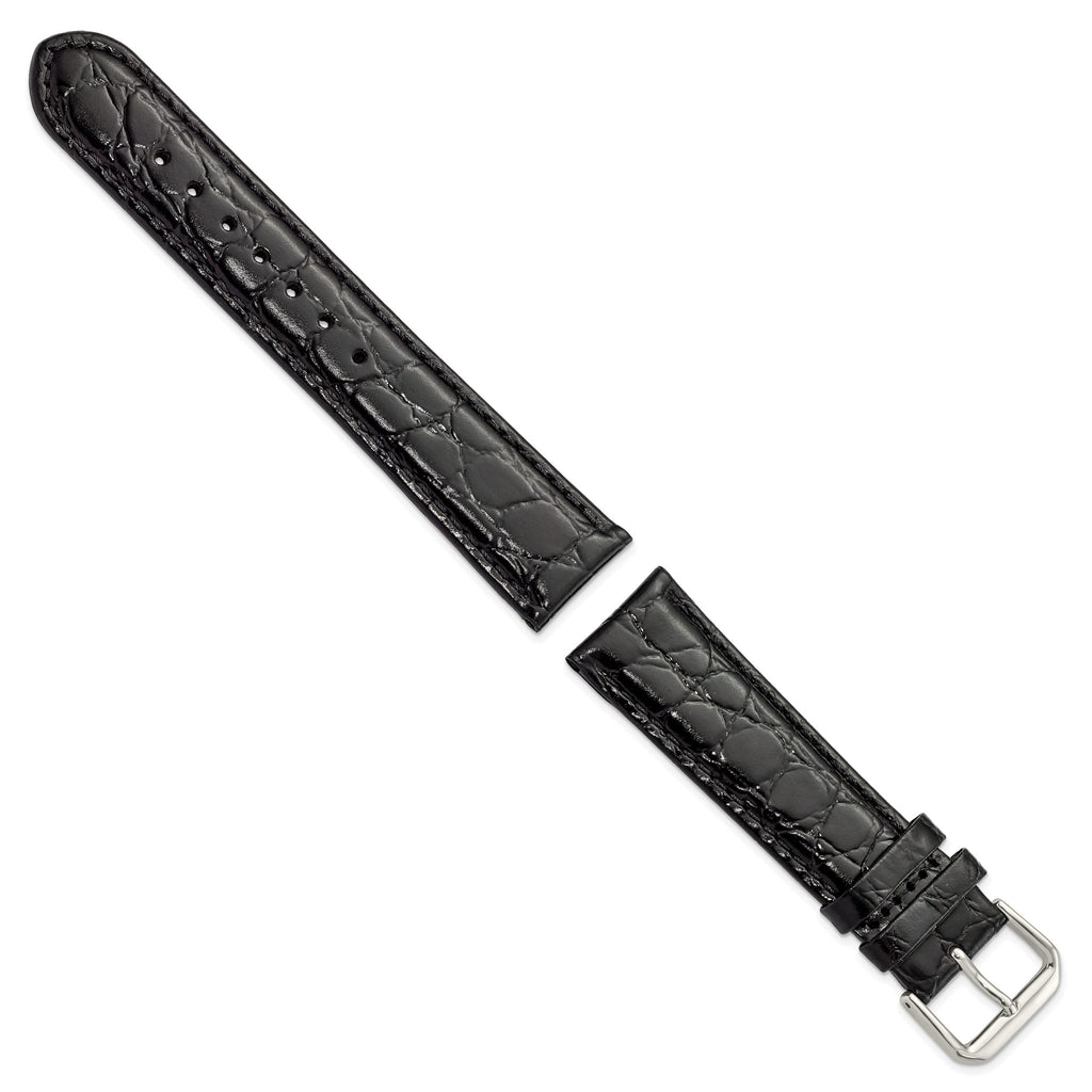 Alligator-Grain Black Watch Band in Leather - Sophia Jewelers