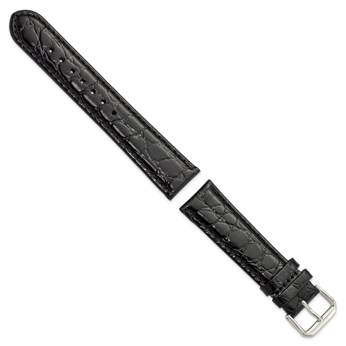 Alligator-Grain Black Watch Band in Leather - Sophia Jewelers