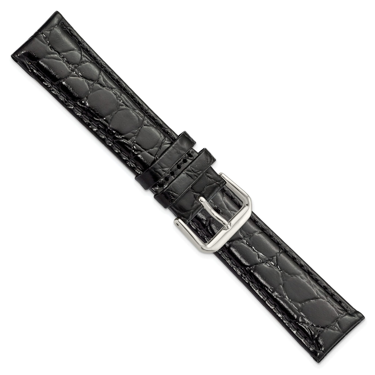Alligator-Grain Black Watch Band in Leather - Sophia Jewelers