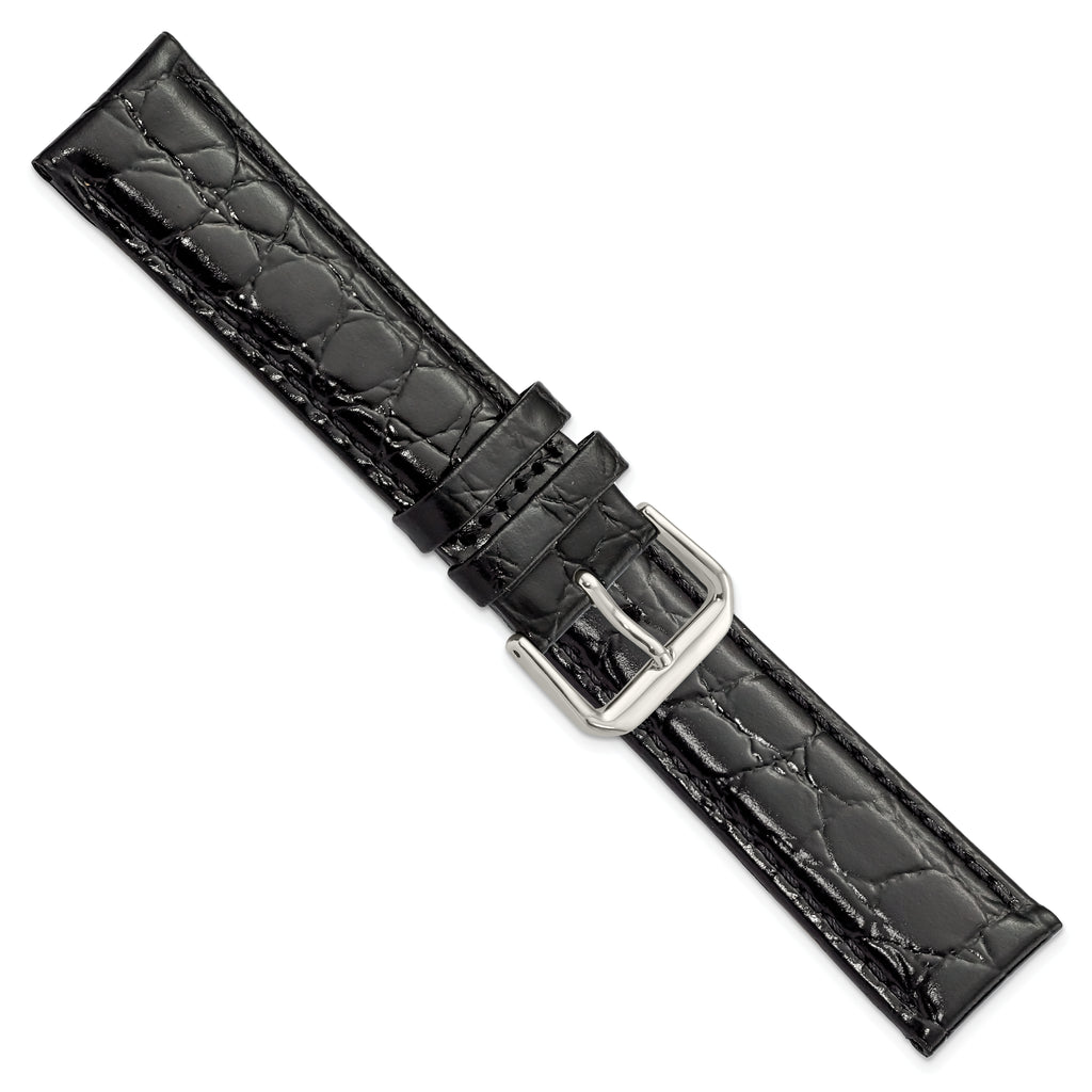 Alligator-Grain Black Watch Band in Leather - Sophia Jewelers